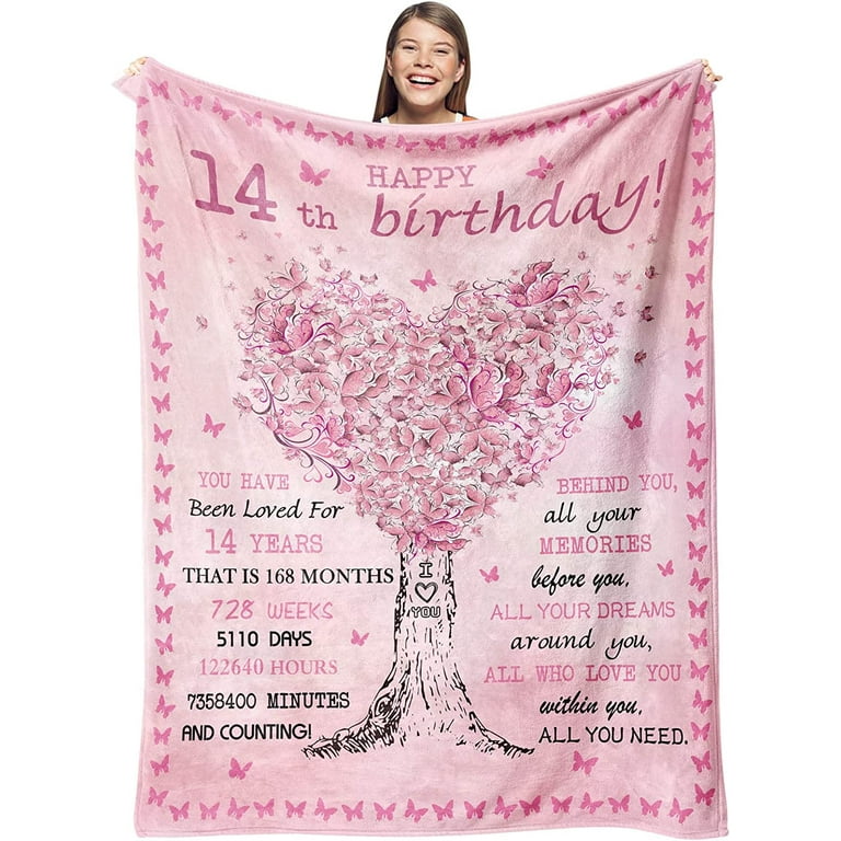 RooRuns Gifts for 14 Year Old Girl Blanket, 14 Year Old Girl Gift Ideas, Birthday  Gifts for 14 Year Old Girl, 14th Birthday Decorations for Girls, 14th  Birthday Gifts for Girls Throw