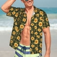 thumbnail image 7 of Zufioo Black Ink Green Plaid Sunflower Hawaiian Shirt for Men,Beach Shirts Tropical Vacation Shirts,Sleeve Casual Button Down Shirt with Pocket for Travel,Beach,Party,daily,Small, 7 of 7