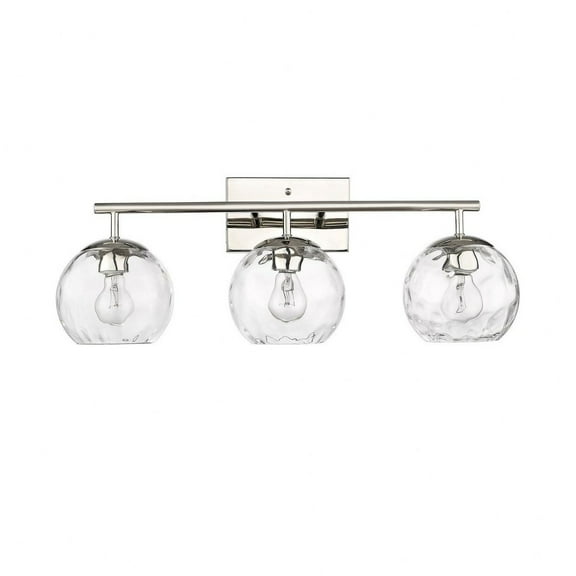 Mackenzie 3 - Light Polished Nickel Glam Incandescent Glass And Steel Wall Sconce