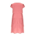 thumbnail image 3 of LLYwey Women's Plus Size Summer Dresses - Casual Round Neck Short Sleeve Ruffle Tiered Midi Dresses for Women Evening Party Beach Vacation Sundress, I-19, Pinks, 5XL, 3 of 4