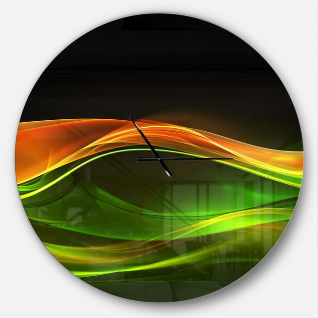Designart 'Abstract Green Yellow in Black ' Modern wall clock