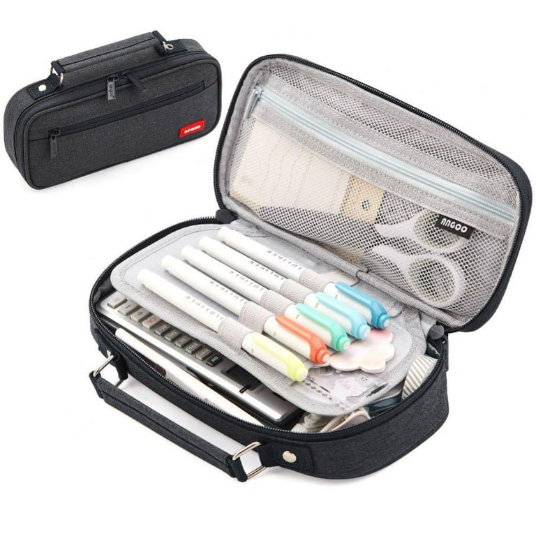 Big Capacity Pencil Case Stationery Storage Large Handheld Pen Pouch Bag  Multiple Compartment Double Zipper Cosmetic Portable High School Organizer