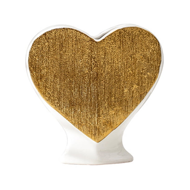 Corazón en Forma de Jarrones para Flores Jarrón Cerámico Ornamento Decorativo 15x15cm / 5.9x5.9In, Jarrón de Flores de Cerámica, Blanco Brillante para la Decoración Del Hogar