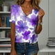 thumbnail image 2 of Camisa Medlor Boho con botones para mujer, manga corta, cuello en V, 2 of 6