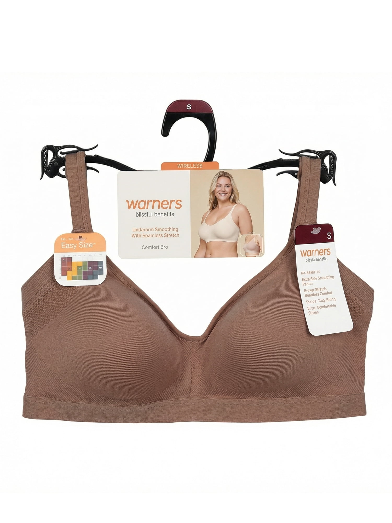 Warners Blissful Benefits Women's Underarm-Smoothing With Seamless Stretch Wireless Lightly Lined Comfort Bra, S-3X