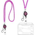 thumbnail image 1 of Crystal Lanyard Necklace with Clear ID Holder and Key Ring, Shiny Rhinestone Crystal Lanyard with Clear, 1 of 5