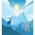 thumbnail image 3 of Ambesonne Deer Hunting Duvet Cover Set, Mountain Fauna Sunrise, 2-Calking, Cream Sea Blue, 3 of 7