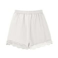 thumbnail image 6 of Fesfesfes Girls Linen Lace Splicing Shorts with Drawstring,Medium and Large Size Fashionable Loose Fits Summer Shorts(White#2,4 Years), 6 of 9