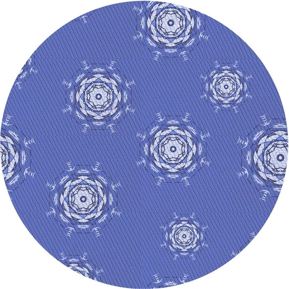 Ahgly Company Machine Washable Indoor Round Transitional Sky Blue Area Rugs, 4' Round