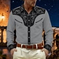 thumbnail image 2 of xfsWaSs Western Cowboy Shirts For Men Casual Button Down Long Sleeve Shirt Floral Embroidered Festival Shirts Holiday Celebration Retro Party Tops, 2 of 4