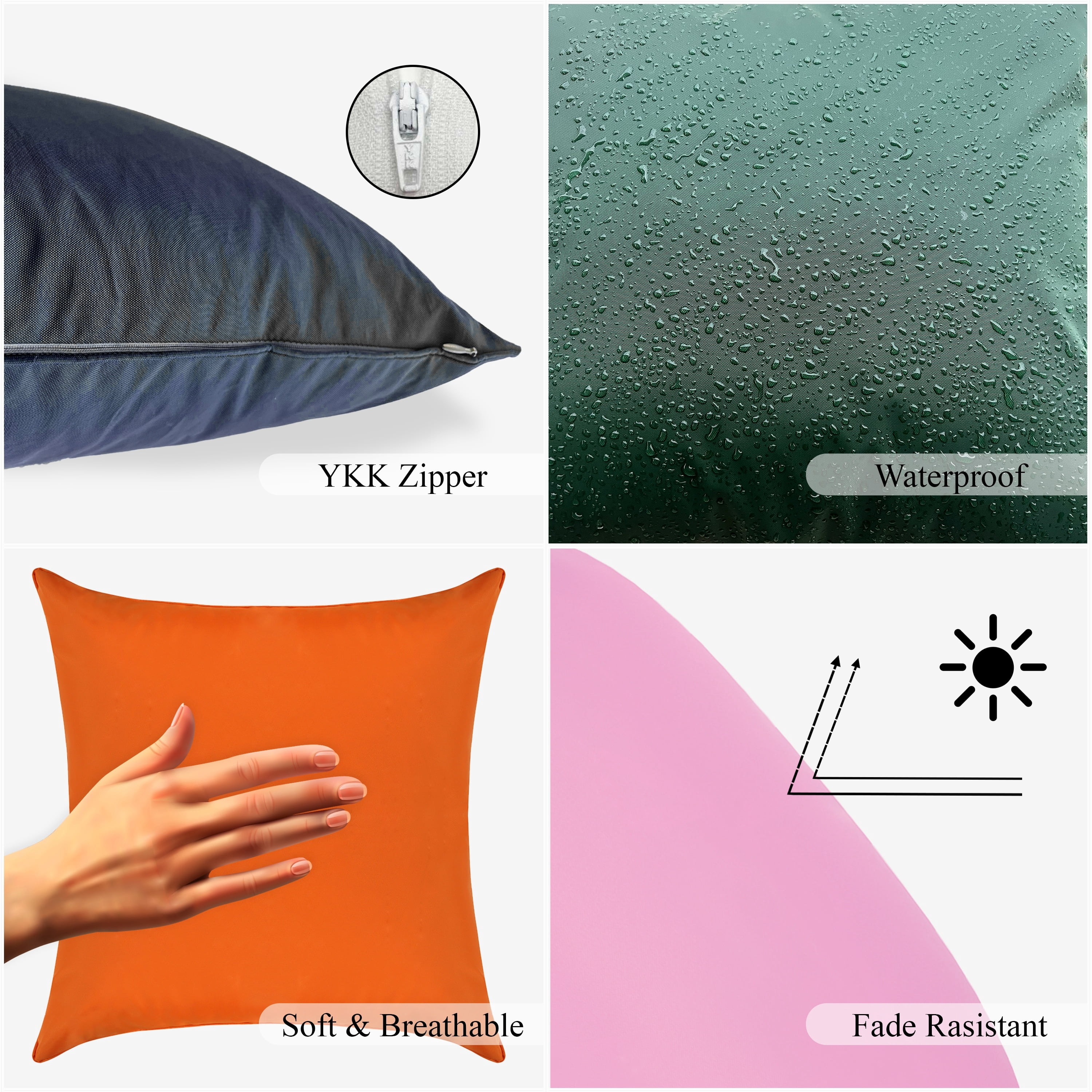 A1HC Outdoor Waterproof Pillow Covers 18x18 Inch, Pack of 2, Cloud Burst – Luxurious Decorative Throw Pillow Covers for Garden, Sofa & Chairs