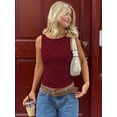 thumbnail image 6 of Women Y2K Tops Polka Dot Shirt Sleeveless Vintage Camisole Crew Neck Crop Tops Going Out Streetwear Wine Red S, 6 of 9