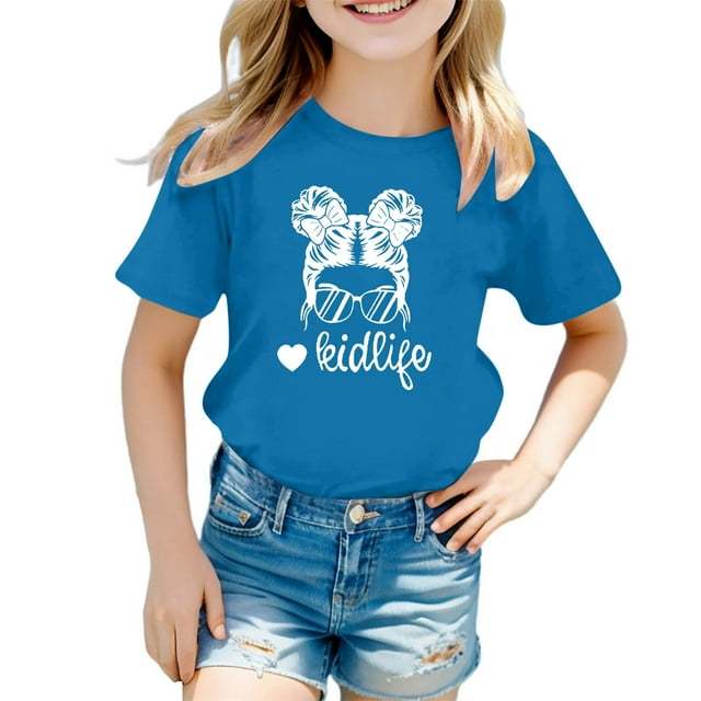 TZEWGL Casual Shirt For Newborn Graphic Print Round Neck Short Sleeve Clothes For Baby size 8-9T