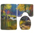 thumbnail image 1 of ABPHQTO Vida osos bosques hojas de otoño Juego de alfombras de baño de 3 piezas Alfombra de baño Alfombra de contorno y tapa de inodoro ABPHQTO Cont-CHAPPLE-31201, 1 of 2