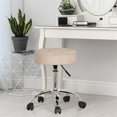 thumbnail image 3 of Hillsdale Nora Tufted Adjustable Backless Vanity/Office Stool with Casters, Cream Velvet, 3 of 9
