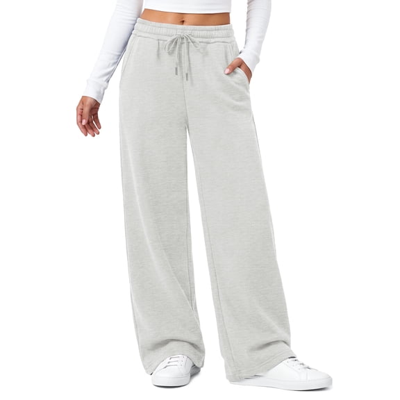 Fantaslook Womens Sweatpants Baggy Fleece Lined Wide Leg Sweatpants Drawstring Warm Lounge Pants with Pockets