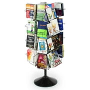Wire Display Rack for Books, Floor-standing Fixture with Adjustable Height - 43"h to 54.25"h, 32 Pockets in 3 Different Sizes - Black Welded Wire with Plastic Base (WSFB430APB)