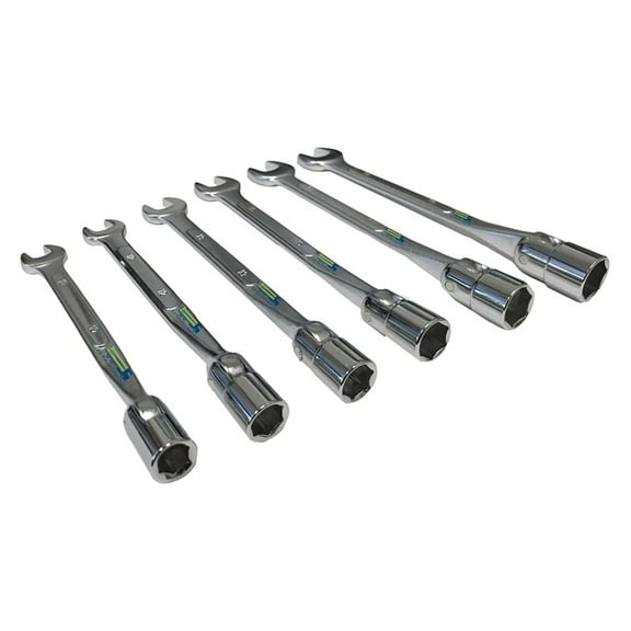 Flex Socket (6pc) 6 Point Wrench Set With Flexible Heads and Open Ends