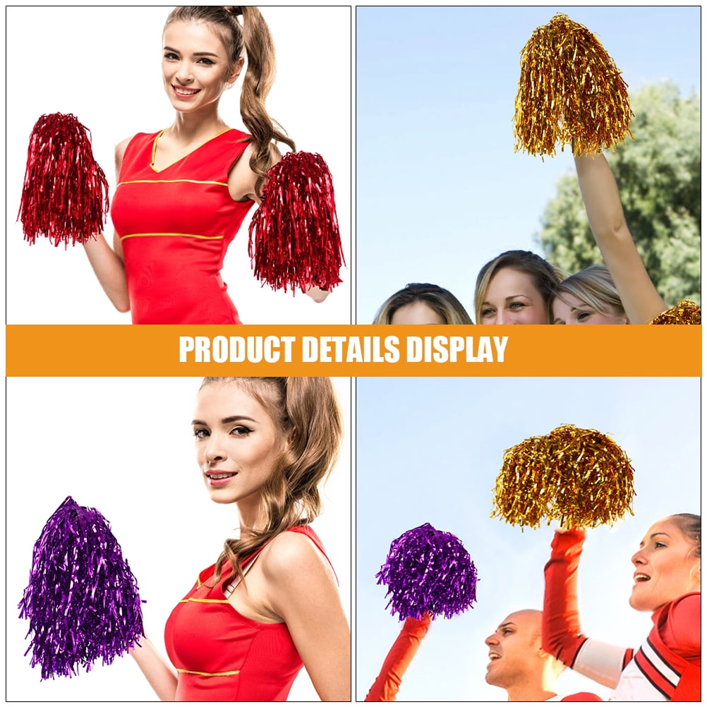 OUNONA 28PCS Cheerleading Pom Poms with Hand Sticks for Party Decor, School Sports, Gymnastics, Dance, and Events