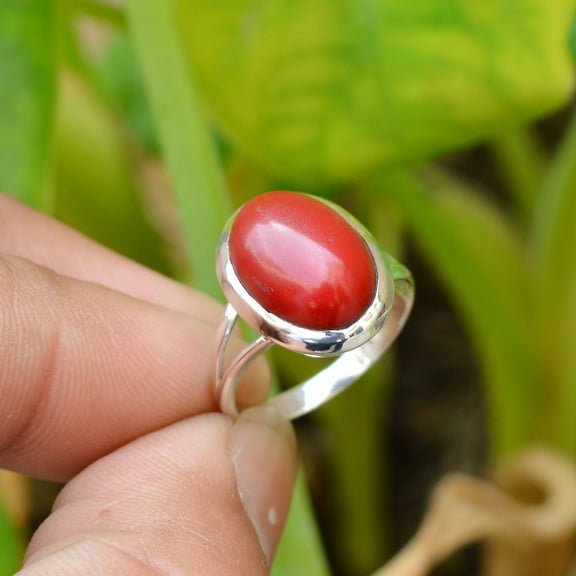Natural Certified Red Coral Gemstone Moonga Astrological Ring 925 Sterling Silver Handmade Birthstone Jewelry Ring For Men