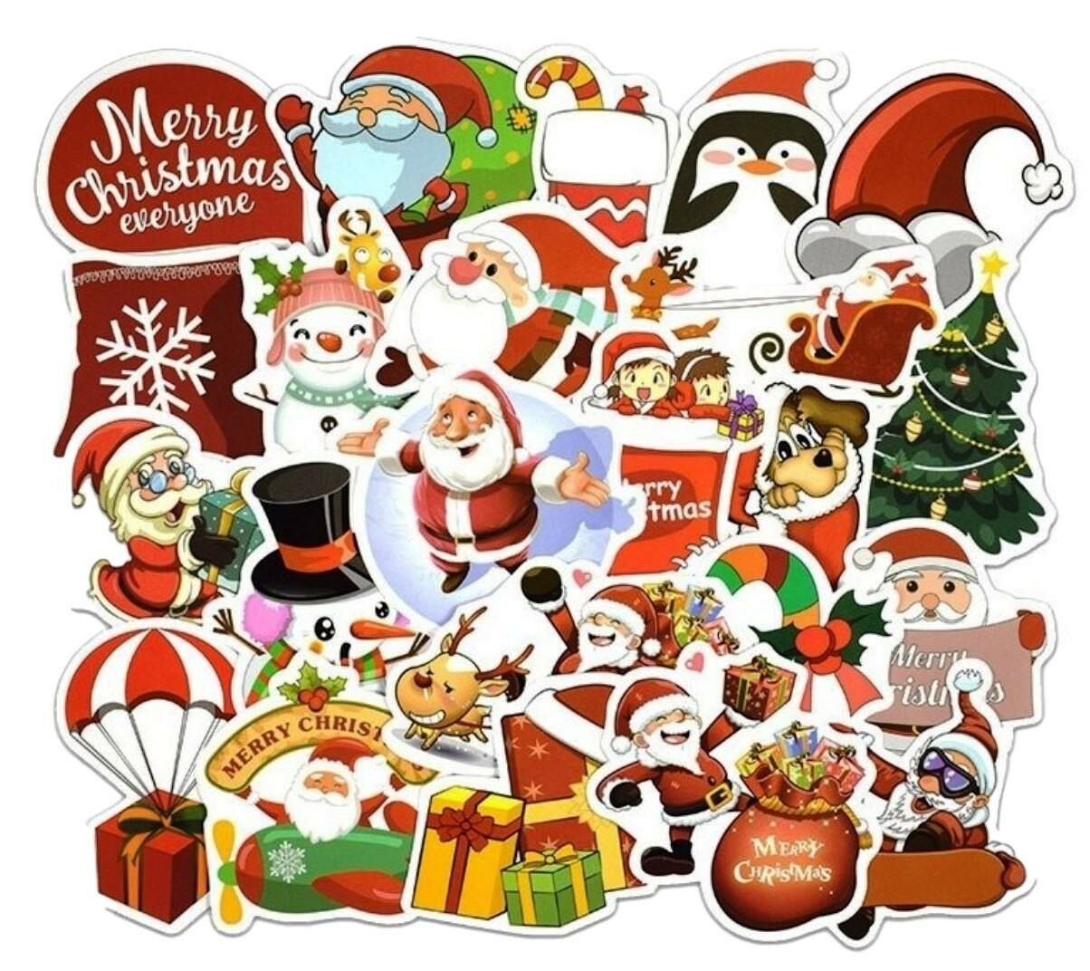 Christmas Holiday Themed Set of 25 Assorted Stickers Decal Set - Walmart.com - Walmart.com