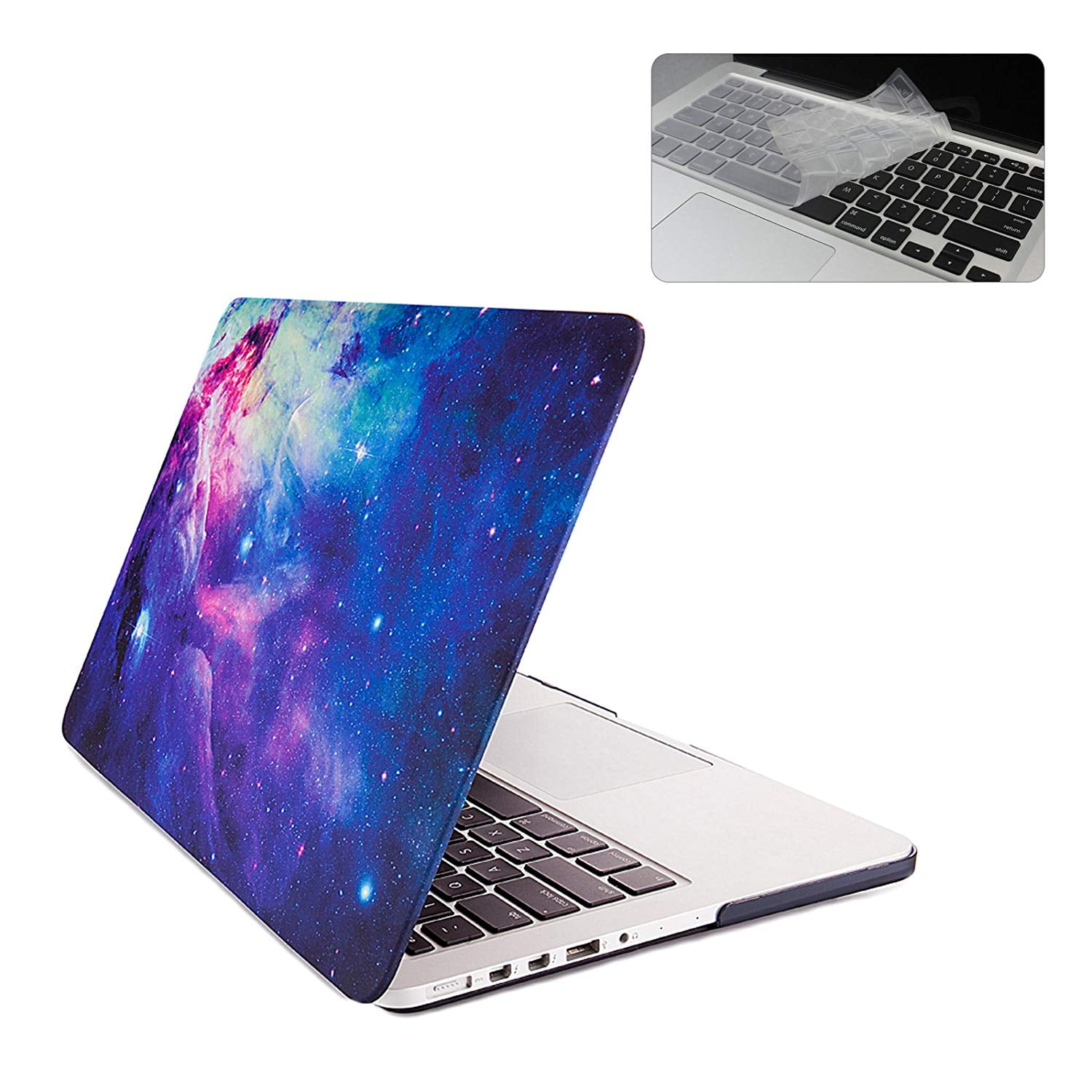 Galaxy Pattern Print Frosted Rubber Coated Hard Shell Case with Clear