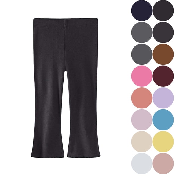 Girls Flare Pants 2-8Y Stretchy Ribbed Bell Bottoms Casual Daily Wear School Spring Fall Lounge Trousers