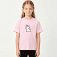 thumbnail image 2 of Cute Cartoon Unicorn Girls Graphic Tee, Sweet Magical Fantasy 100% Cotton Kids Short Sleeve T-Shirt, 2 of 5