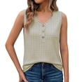 thumbnail image 7 of Xdegoge Womens Checkered Henley Tank Tops Sleeveless V Neck Shirt Partial Button Down Blouse Summer Casual Vest Classic Gingham Pattern Lightweight Fashion Tee Apparel, 7 of 7
