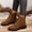Brown, variant on Womens Side Zipper Combat Boots with Round Toe Lace-Up Design, Warm Fashion Boots for Fall Winter with Non-Slip Sole, Comfortable Lightweight Casual Boots for Daily Activities