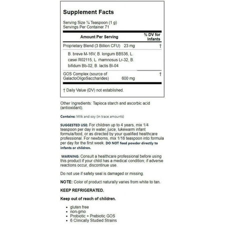Jarrow Formulas Baby's Jarro-Dophilus + GOS, Supports Baby's Intestinal Health*, 3 Billion Cells, 2.5 Oz Powder