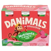 Danimals Smoothie Raspberry Low Fat Dairy Drink Smoothie Bottles Multi-Pack, 3.1 fl oz, 6 Count