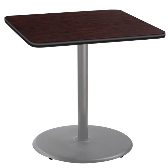 Pemberly Row Cafe Table 36"H Particleboard Gray Frame Mahogany Top