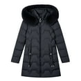 thumbnail image 6 of Cnbwig Parkas for Womens Fashion Shirts Mid Length Winter with Detachable Hood Waist Drawstring Warm Thickened Padded Coat Solid Color Ladies Winter Parkas Black L, 6 of 6
