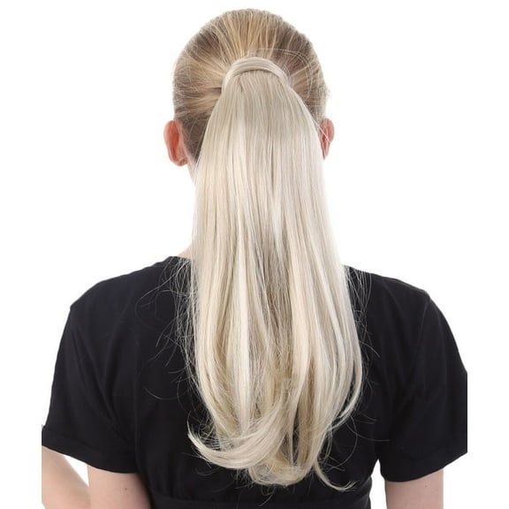 HPO Adult Women's Body Wave Ponytail Hair Extensions Wrap Around Platinum Blonde ST-039