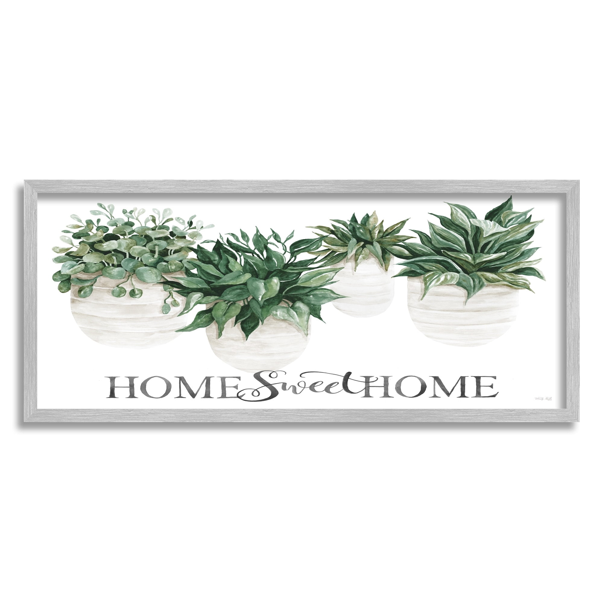 Stupell Industries Sweet Home Lush Succulents House Plants Sign Graphic Art Gray Framed Art Print Wall Art, Design by Cindy Jacobs
