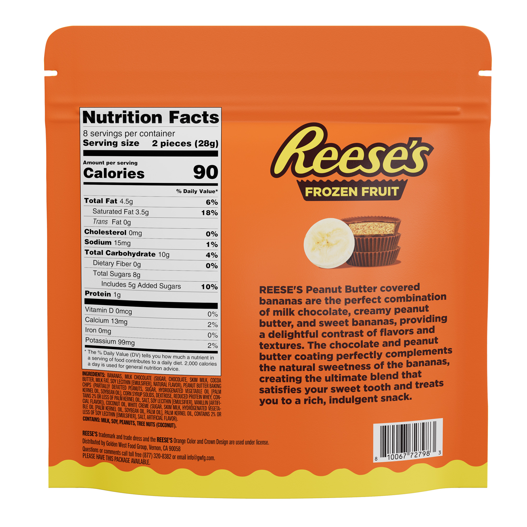Reese’s Banana Slices in Milk Chocolate and Reese's Peanut Butter Chips, 8 oz (Frozen) - image 4 of 5
