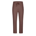 thumbnail image 4 of hopeusnice Mens Wrinkled Loose With Pockets Workout Casual Beach Wide Leg Trousers Lounge Activewear Straight Solid Color Elastic Waist Drawstring Fashion Summer Pants Brown XXXXL, 4 of 6