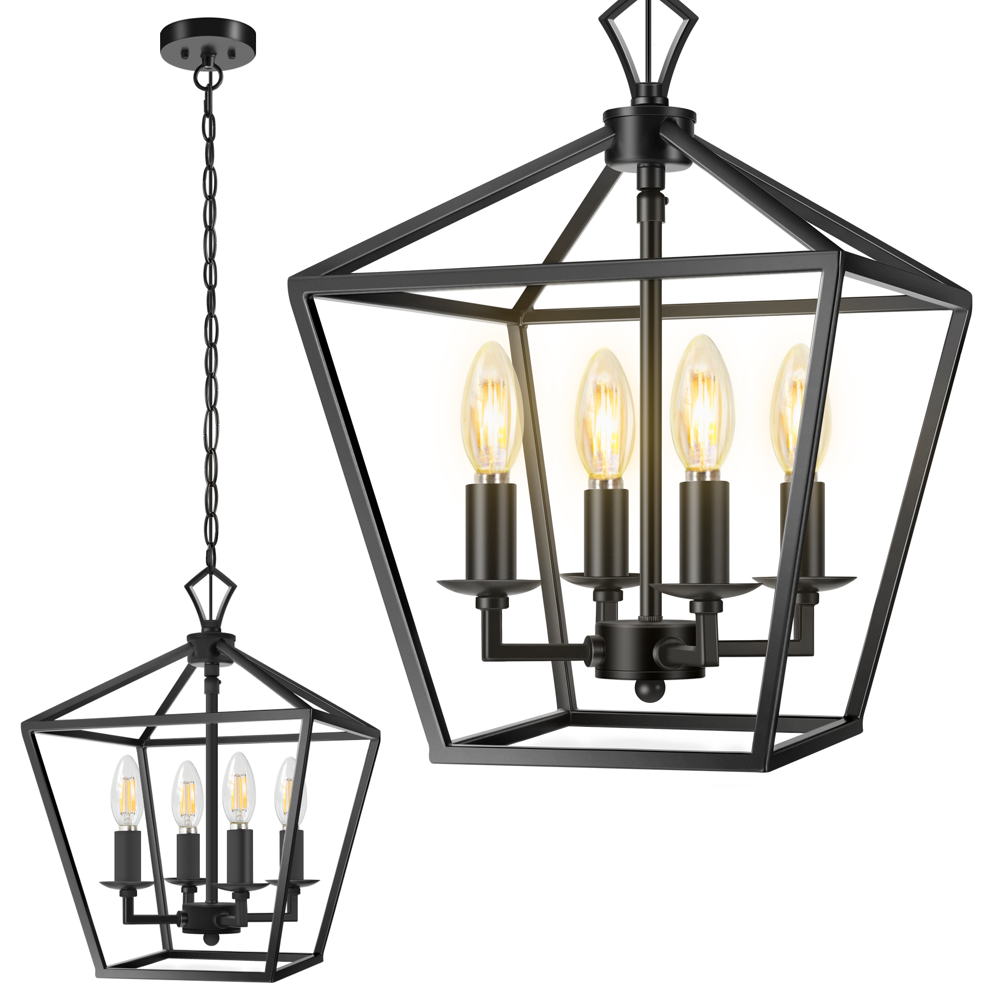 Vintage Pendant Hanging Light, Flush Mount Ceiling Chandelier Lamp with