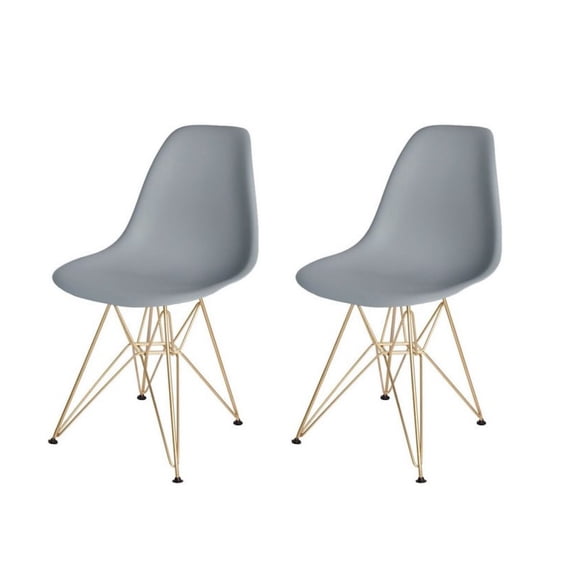 Eiffel Dining Chair with Gold Base - Medium Grey