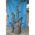 thumbnail image 2 of Nifao Four Kids Playing on a Rock Bronze Statue – Outdoor Garden Decor Sculpture, 49"L x 26"W x 89"H, 2 of 8