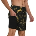 thumbnail image 3 of Picia Christmas Gold Deers1 pattern Mens Swim Trunks with Compression Liner Stretch Beach Shorts Quick Dry with Zipper Pockets No-Chafing Board Shorts-X-Large, 3 of 9