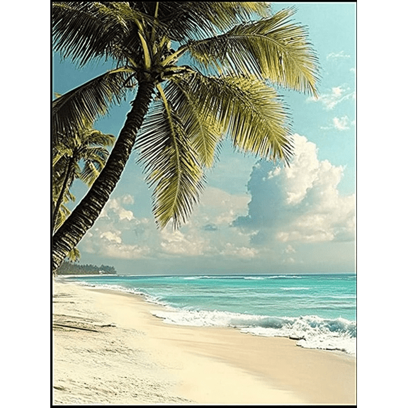 Tropical Beach Palm Tree Canvas Wall Art， Suitable for Living Room， Bedroom， Bathroom， Office， and Hotel Decoration.