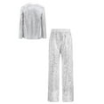 thumbnail image 2 of TTAO Kids Girls Sequin Long Sleeve Blazer Jacket Lapel Suit Hip Hop Modern Street Jazz Disco Party Coat and Pants Silver 6, 2 of 5