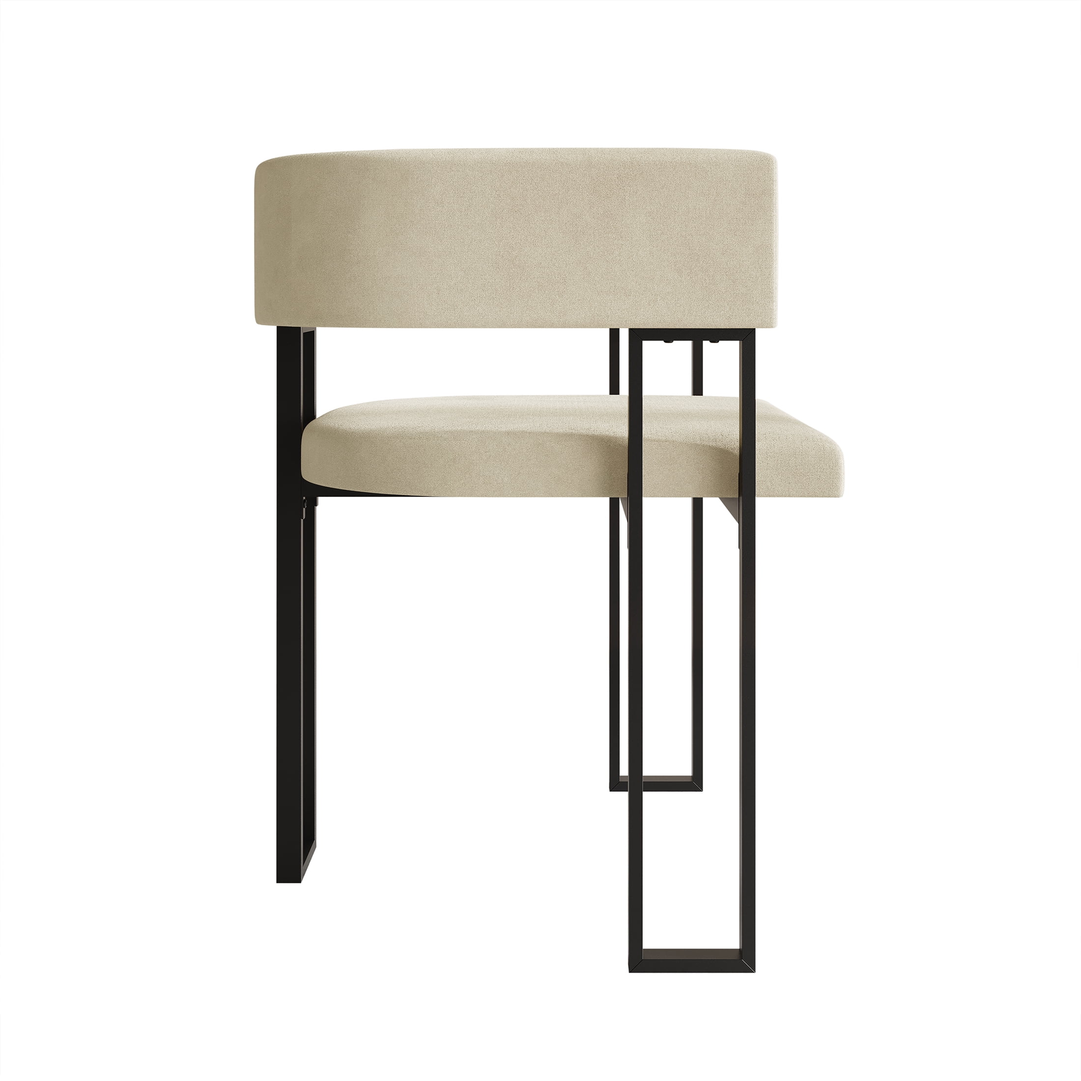 Castle Place Minimalist Black Metal Dining Chair, Champagne Velvet