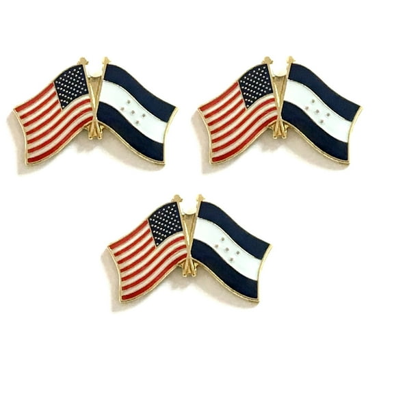 Honduras & US Crossed Double Flag Lapel Pins, Pack of 3