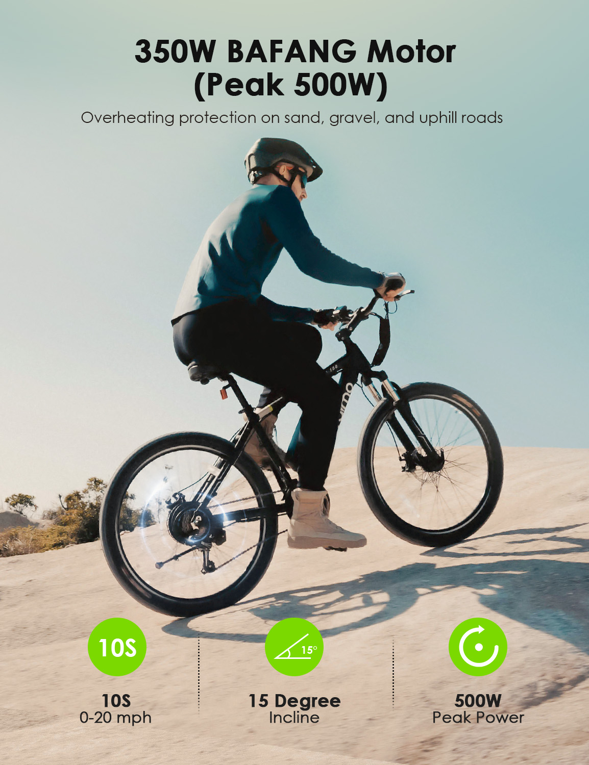 Oraimo Electric Bike, Adult Electric Bicycles, 26" Mountain ebike with 350W Bafang Motor, 3 Hours Fast Charge with 36V 13Ah Removable Battery, Shimano 21 Speed, Air Saddle