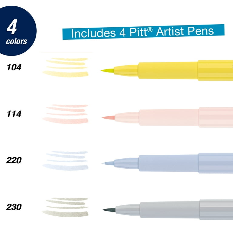 Faber-Castell Pitt Artist Pens Lettering Set, Pastels, 4 Markers 