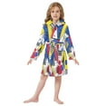 thumbnail image 6 of FORMRS Niños Bathrobe Unisex Hooded Robe Soft Plush Pajamas Sleepwear, Size 10-12T, Yelllow Simple Shapes, 6 of 7