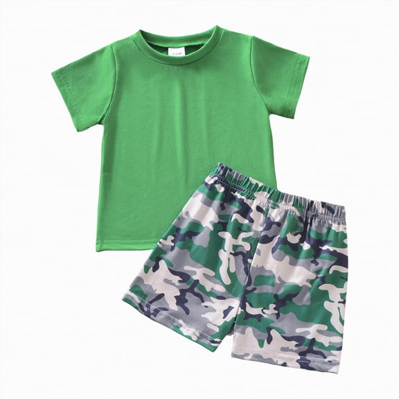 Baby Boy Outfit Kids Summer Clothes Children's Cotton Elastic Printed Short-sleeved Sports 3 6 12 18 24 Months 3T Pajama Set Infant Clothing 2PCS